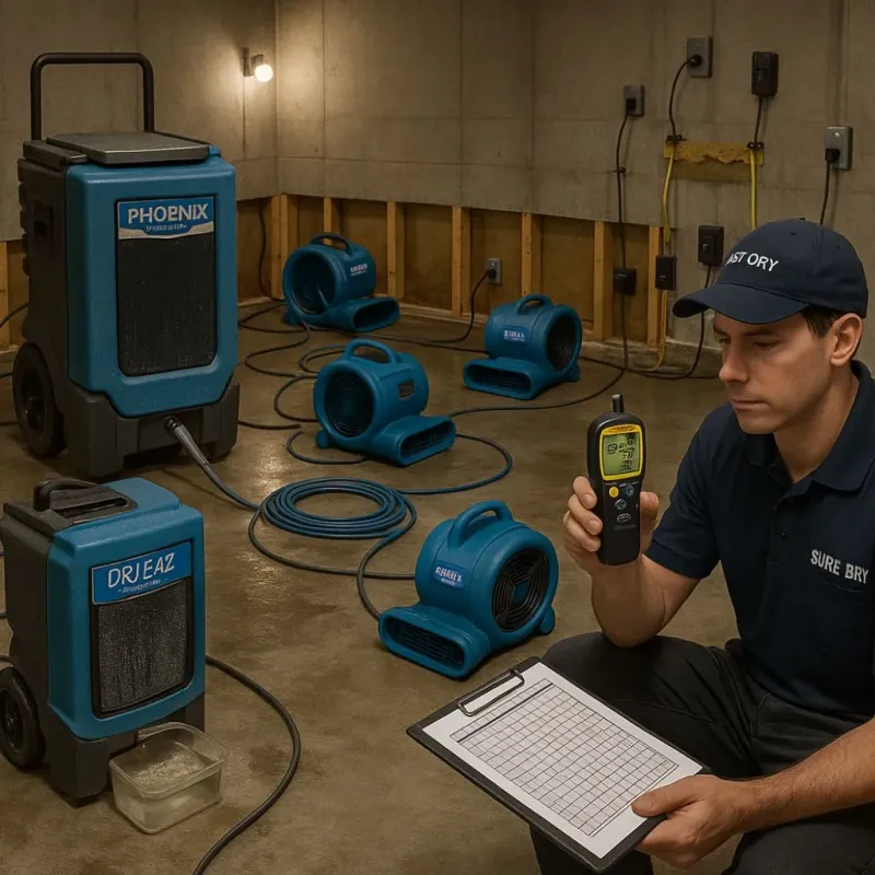Structural Drying and Dehumidification process in Wyomissing Hills, PA